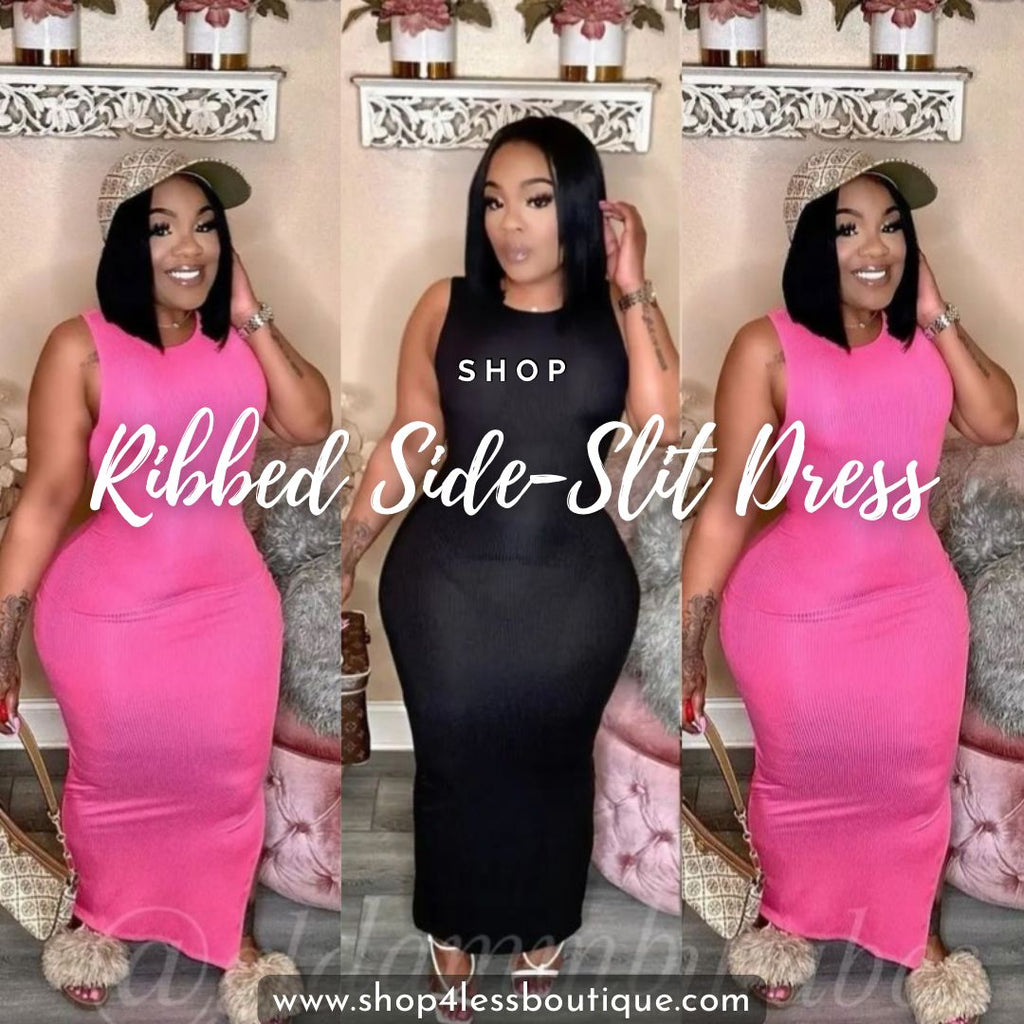 Ribbed Side-Slit Dress